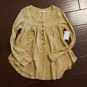 NWT Free People Top Tan/Mustard S